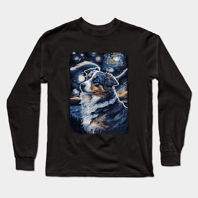 Australian Shepherd Starry Night Long Sleeve T-Shirt by favoriteshirt